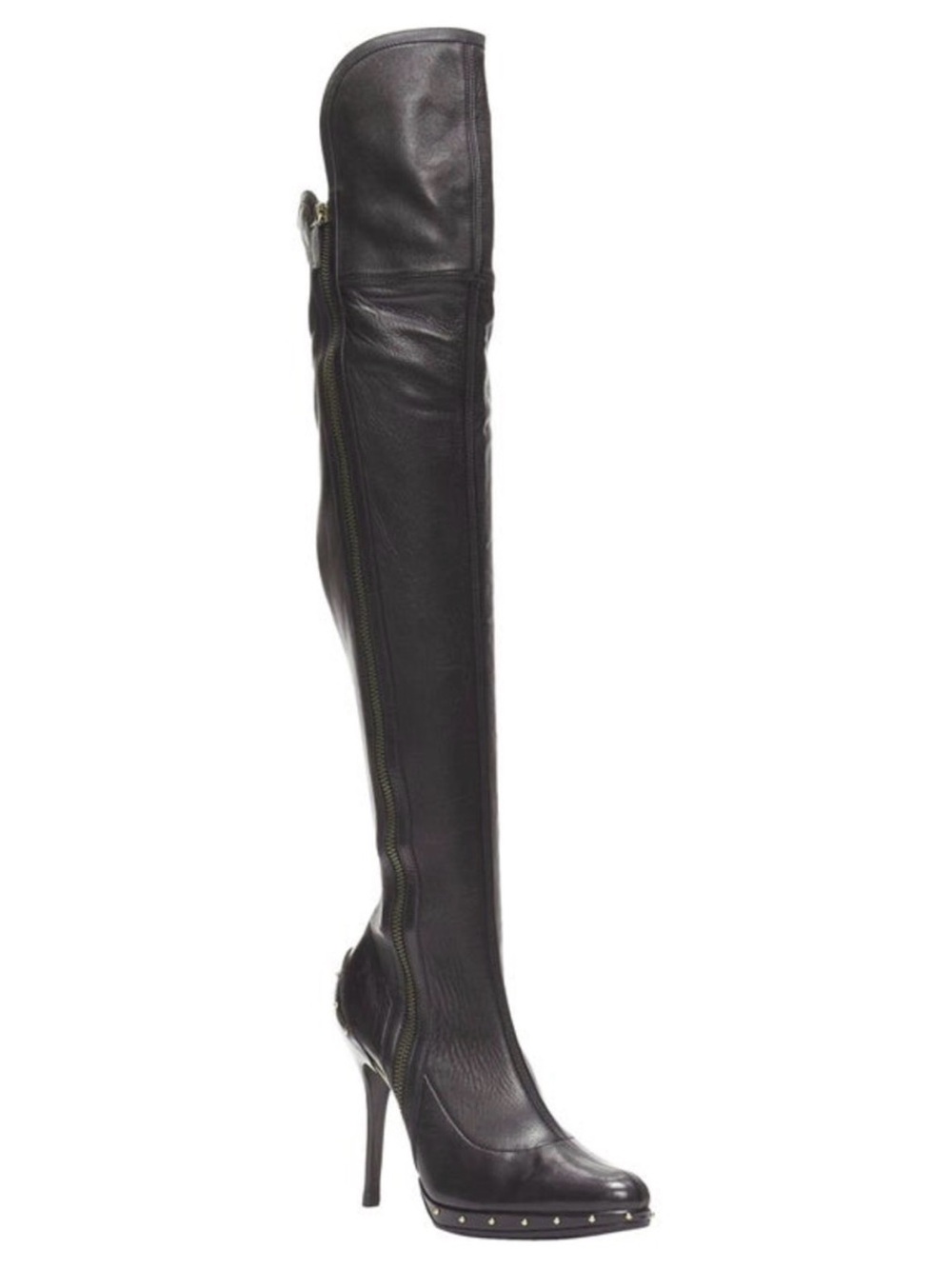 GUCCI Tom Ford F/W 2003 Runway Black Leather OTK Studded Stiletto Boot